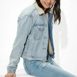 American Eagle Outfitters Jean Jacket with Sherpa Lining